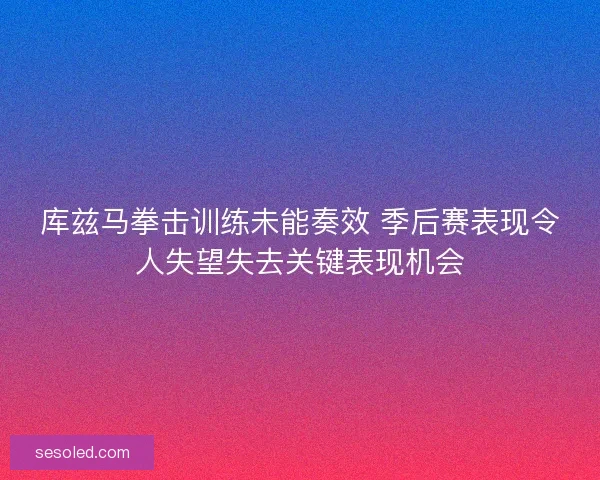 库兹马拳击训练未能奏效 季后赛表现令人失望失去关键表现机会