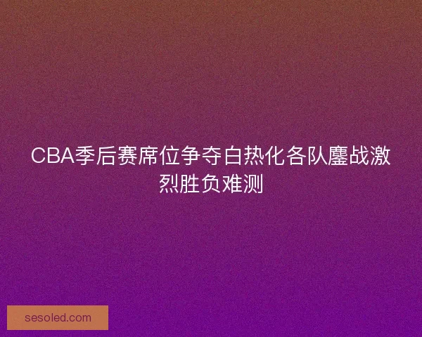 CBA季后赛席位争夺白热化各队鏖战激烈胜负难测